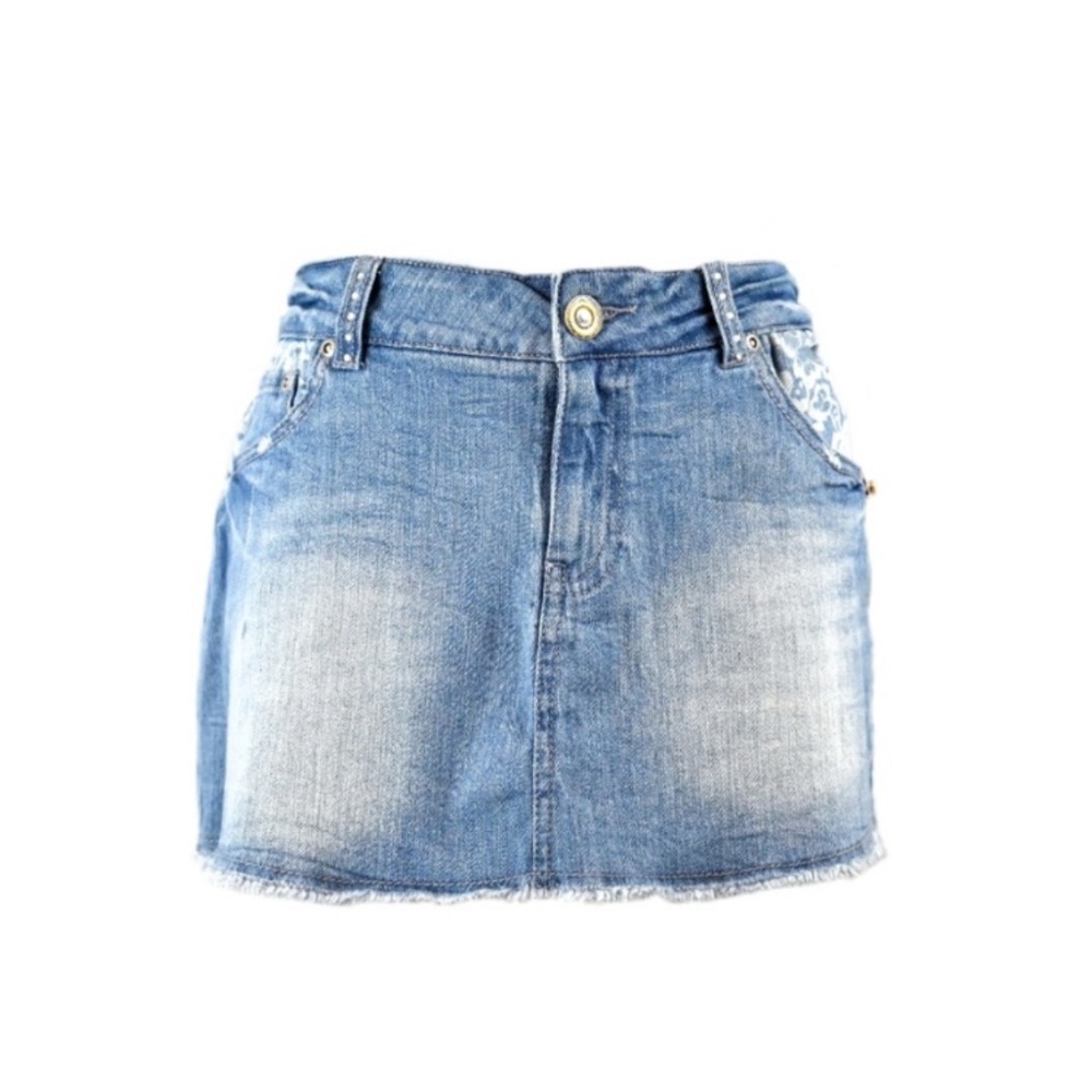 ECKO RED Blue Jean & Lace Mini Skirt